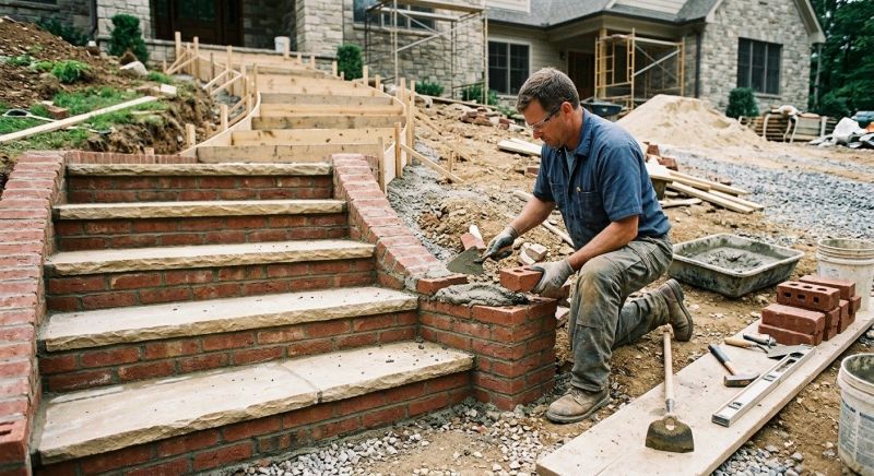 Brick Stairs Installation in West Hartford, CT